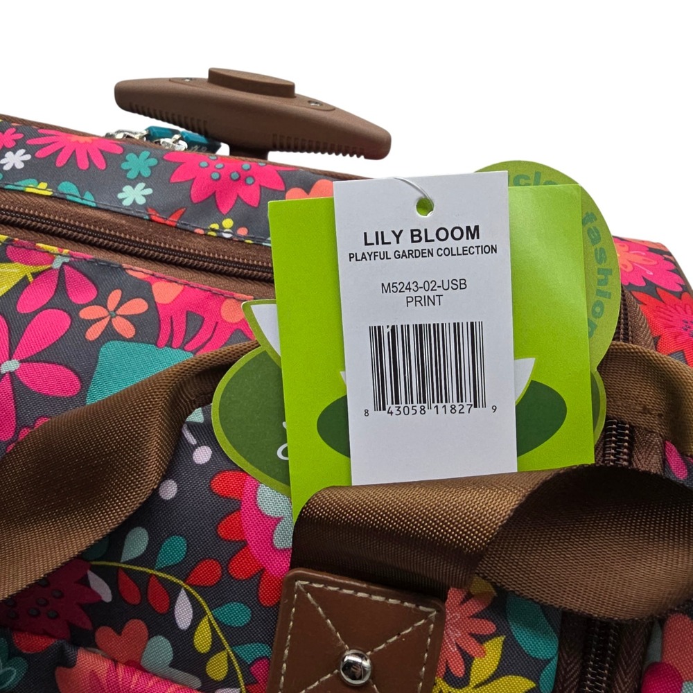 Lily Bloom 15 Carry On Rolling Suitcase Floral Lightweight Travel Bag Women - Picture 6 of 6